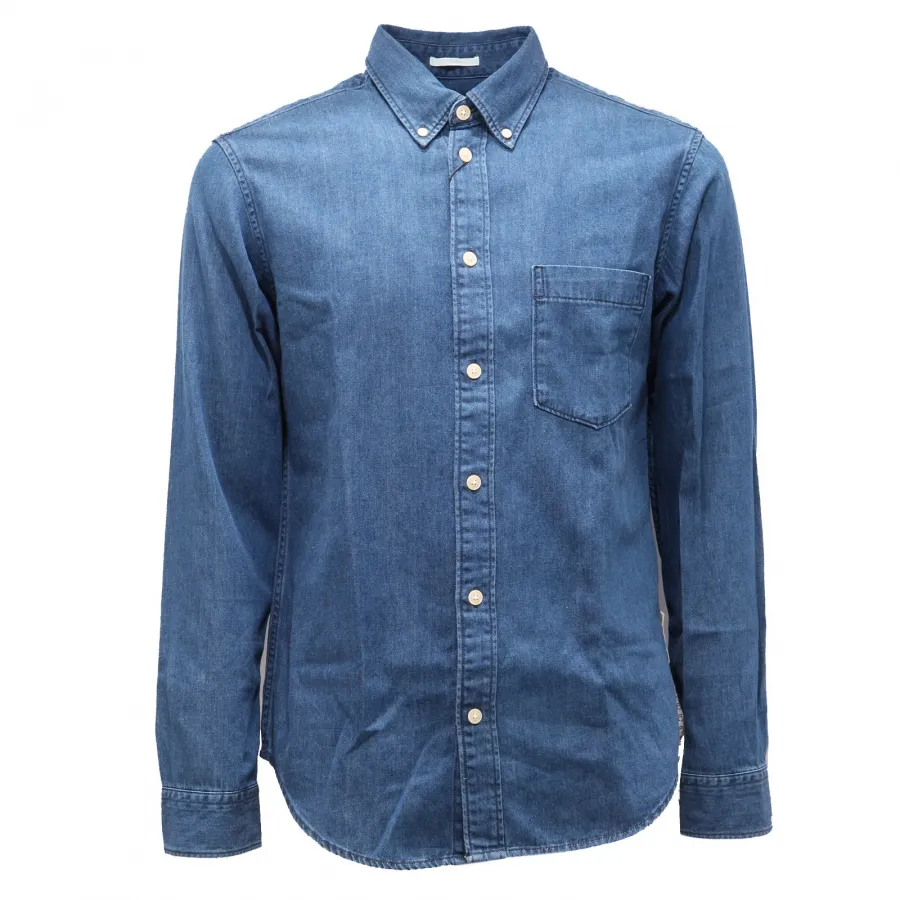 1155AG camicia uomo SELECTED REGULAR FIT blue denim cotton shirt man