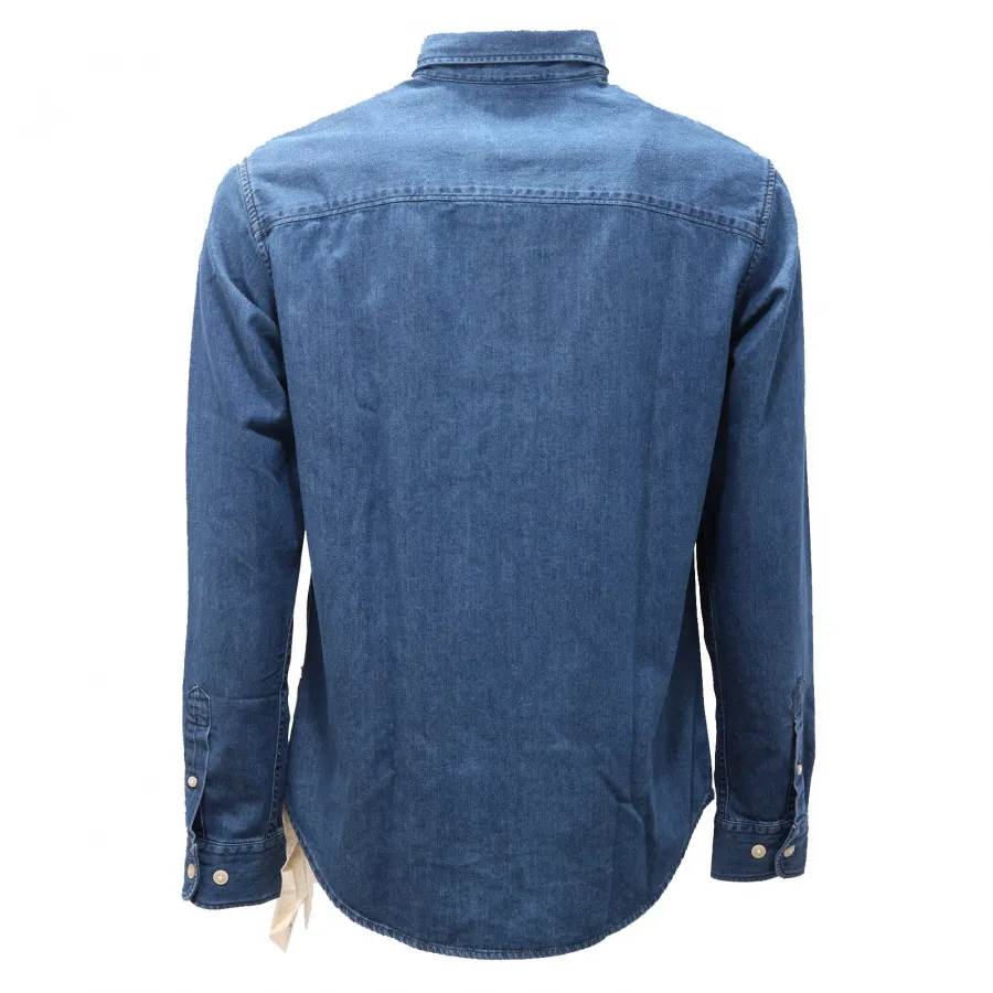1155AG camicia uomo SELECTED REGULAR FIT blue denim cotton shirt man