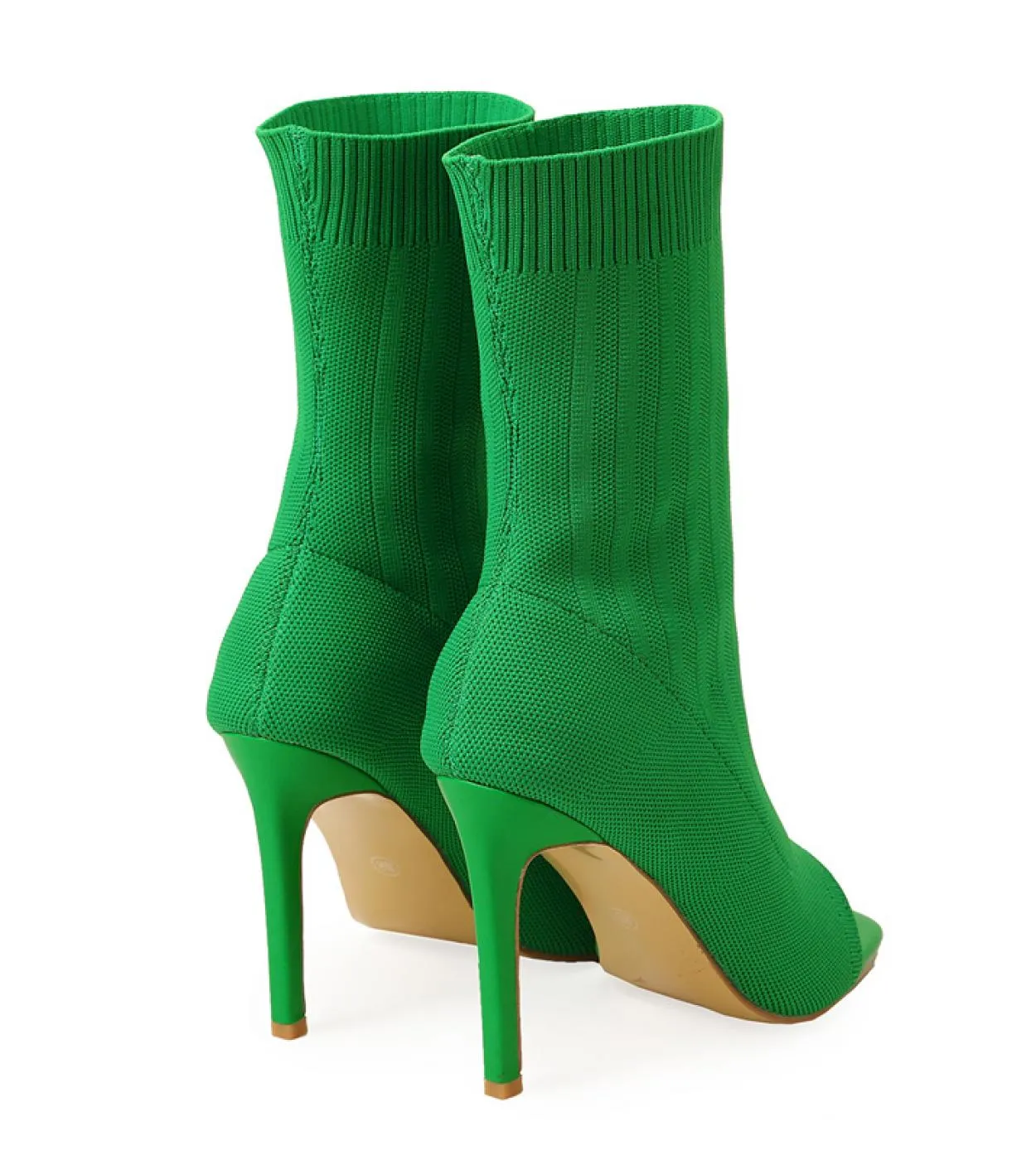 2022 Donne 105 centimetri Tacchi Alti Pompe Peep Toe Stivali Discoteca Moda Stretch Sandali Lavorati A Maglia Stivali Verde Str