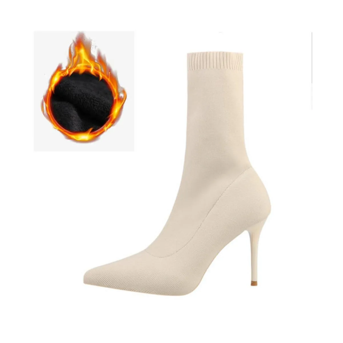 2022 stivali da donna di lusso con calzino nero Beige stivali con tacco alto sottile stivali in maglia elastica stivali invernal