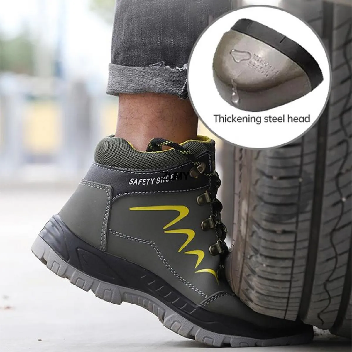 2023 uomini scarpe con punta in acciaio stivali da lavoro alti stivali di sicurezza indistruttibili uomini antiforatura lavoro s