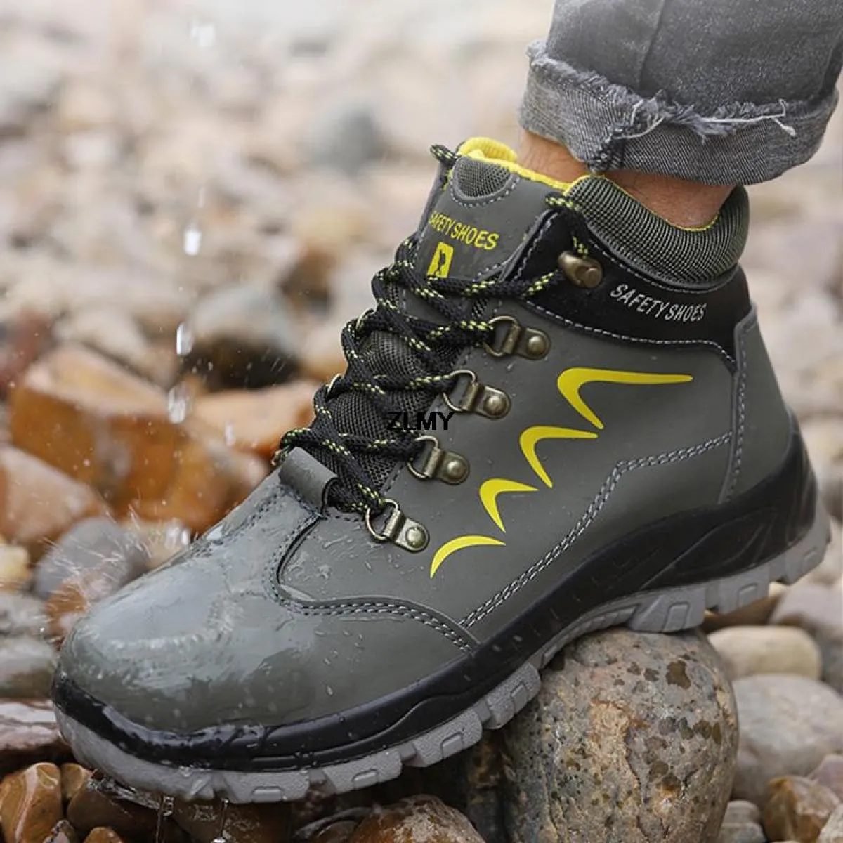 2023 uomini scarpe con punta in acciaio stivali da lavoro alti stivali di sicurezza indistruttibili uomini antiforatura lavoro s