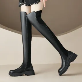 2024 Donne Sopra Gli Stivali Al Ginocchio Stivali Occidentali Spessi Tacchi Alti Casual Scarpe Da Ufficio Donna Autunno Autunno