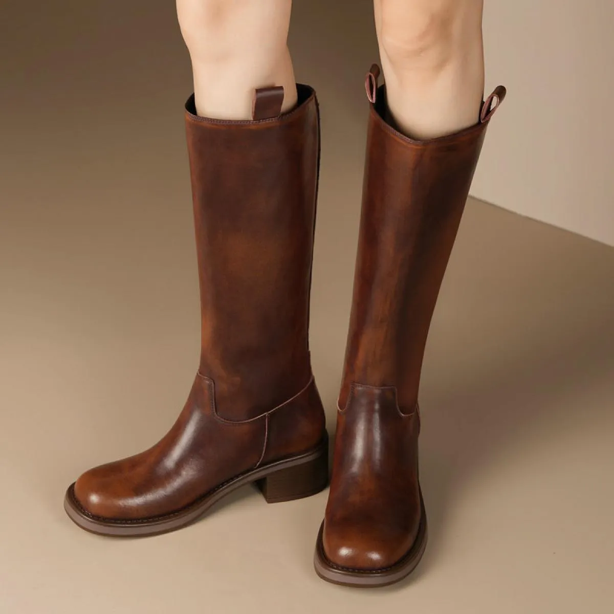 2024 Donne Stivali Alti Al Ginocchio Ufficio Delle Signore Casual Tacchi Med Slip On Scarpe Donna Autunno Inverno Stivali Lunghi