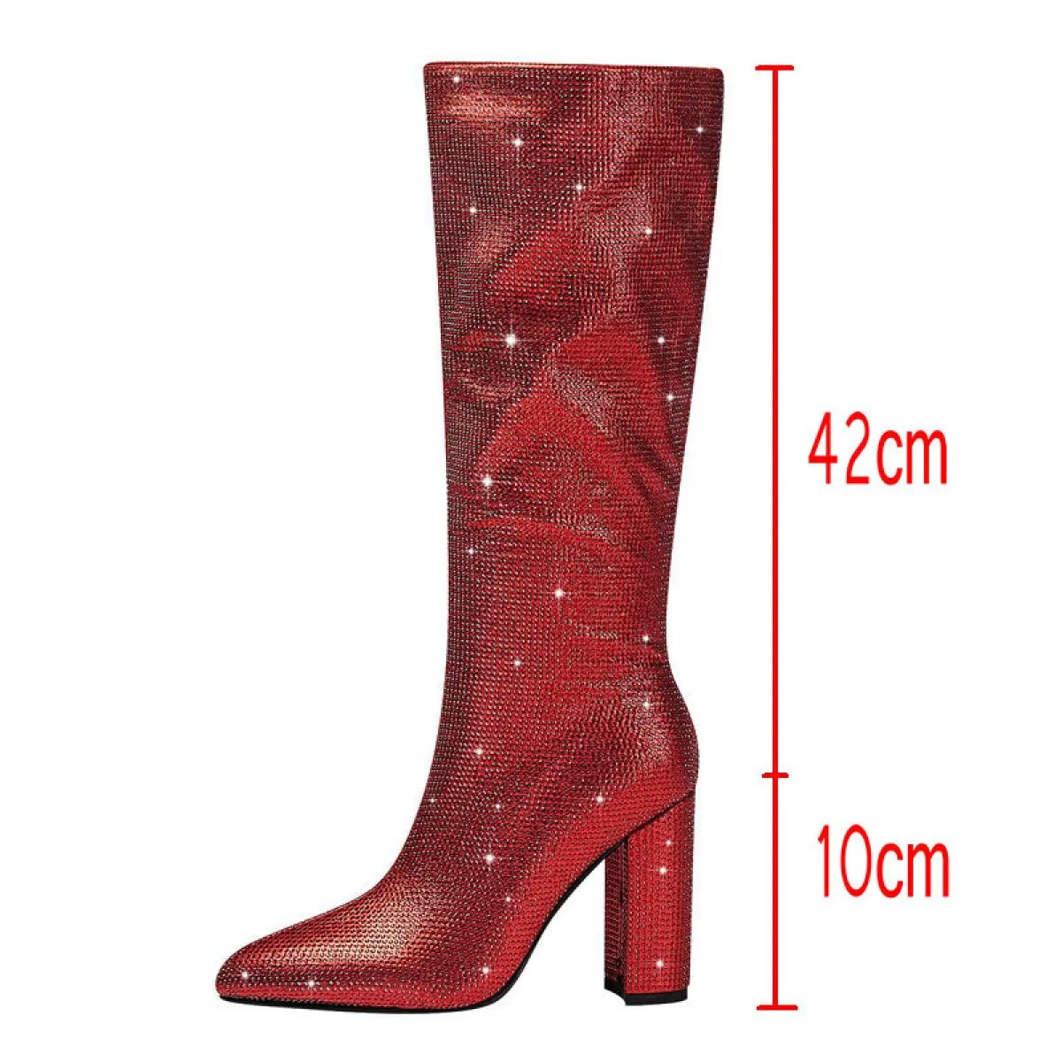 2024 nuovi stivali alti al ginocchio con strass rosa rosso per le donne designer tacchi alti festa matrimonio autunno inverno st