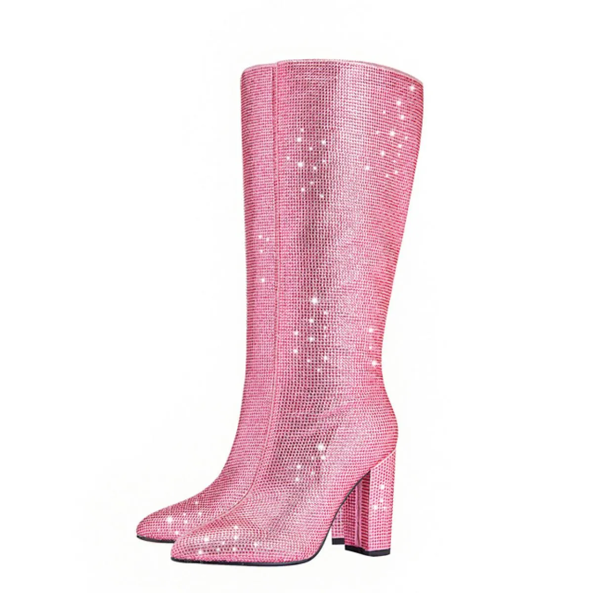 2024 nuovi stivali alti al ginocchio con strass rosa rosso per le donne designer tacchi alti festa matrimonio autunno inverno st