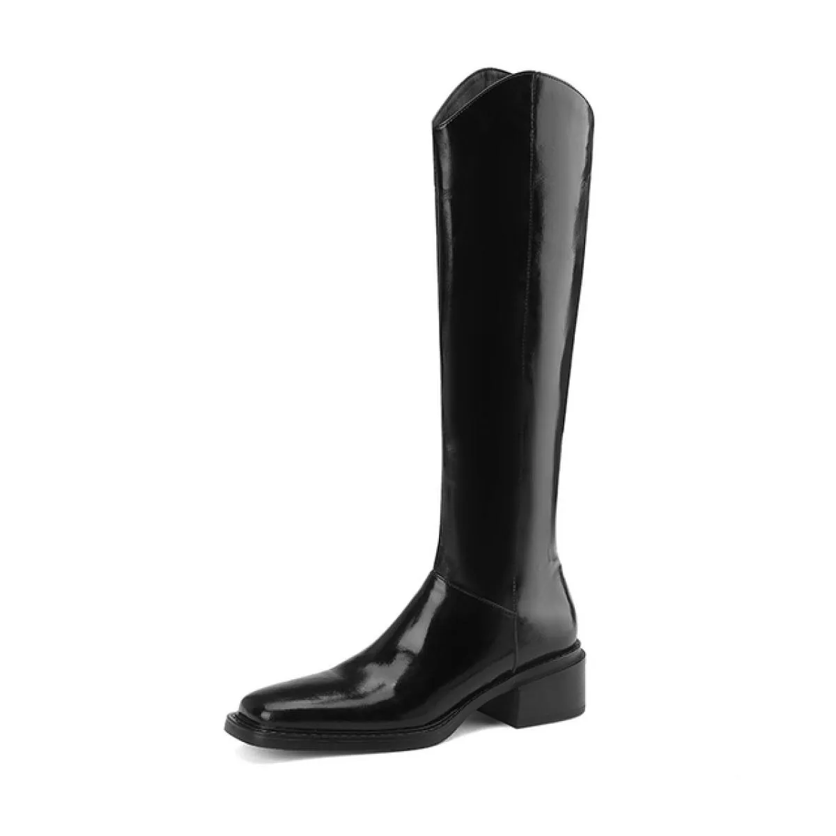 2024 Tacchi alti Donna Stivali alti al ginocchio Autunno Inverno Scarpe a punta quadrata Donna Vera pelle Office Lady Taglia 34