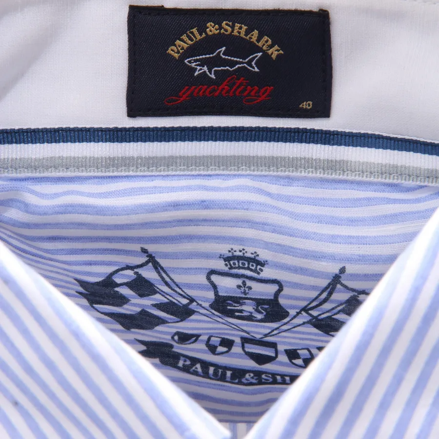 2773AE camicia uomo PAUL & SHARK light blue/white linen/cotton shirt men