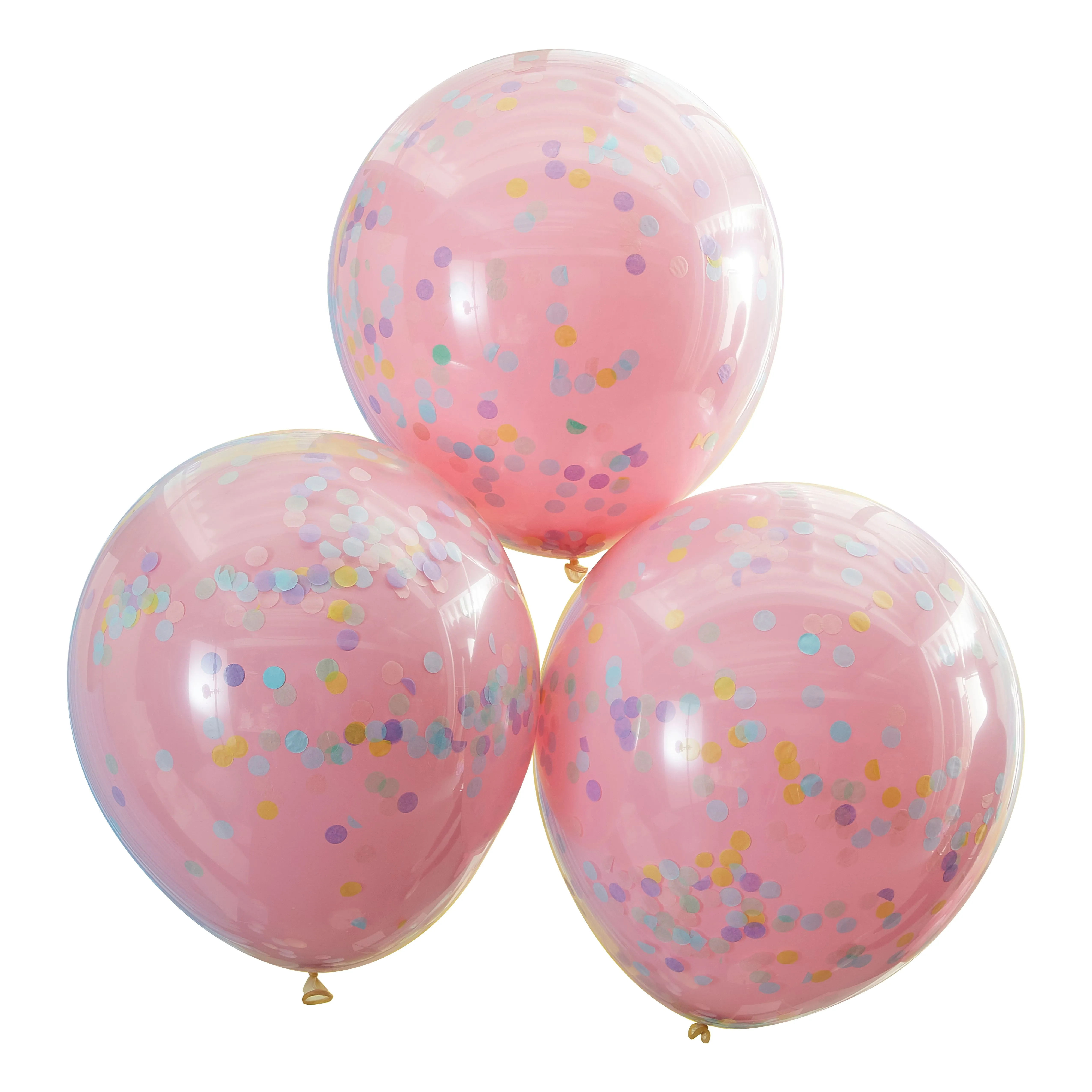 3 Palloncini Coriandoli Rosa Carnevale 45cm