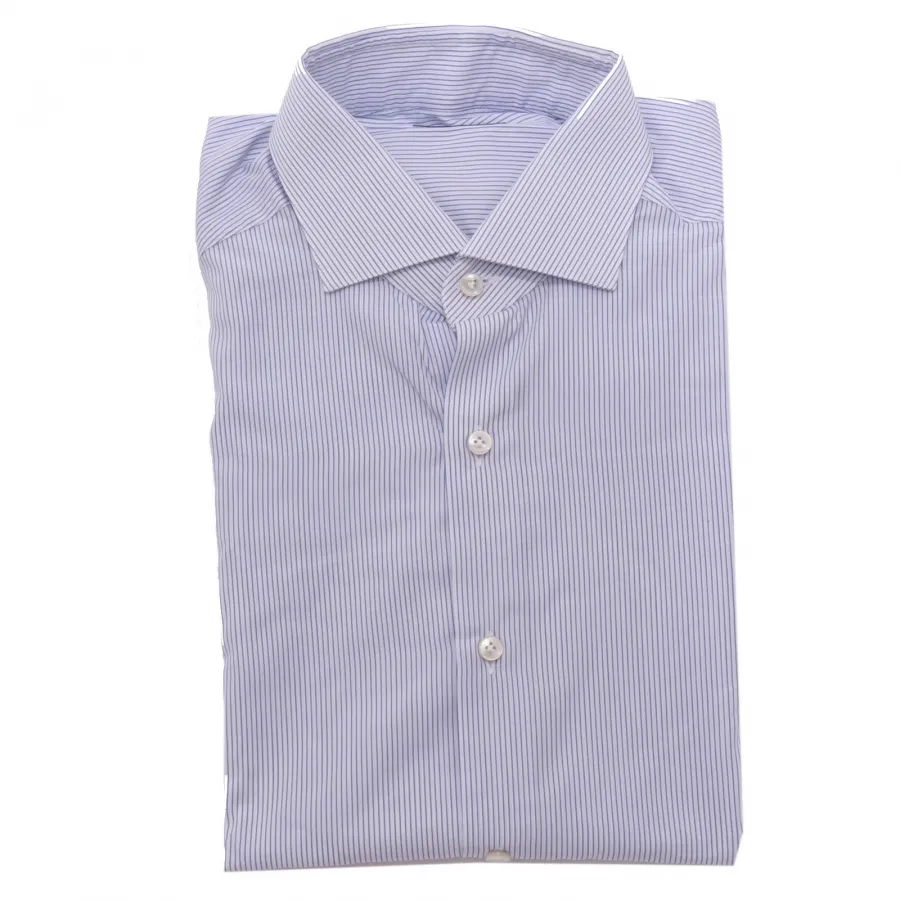 6576AF camicia uomo SARTORIA CAMPO white/blue stripes cotton shirt men