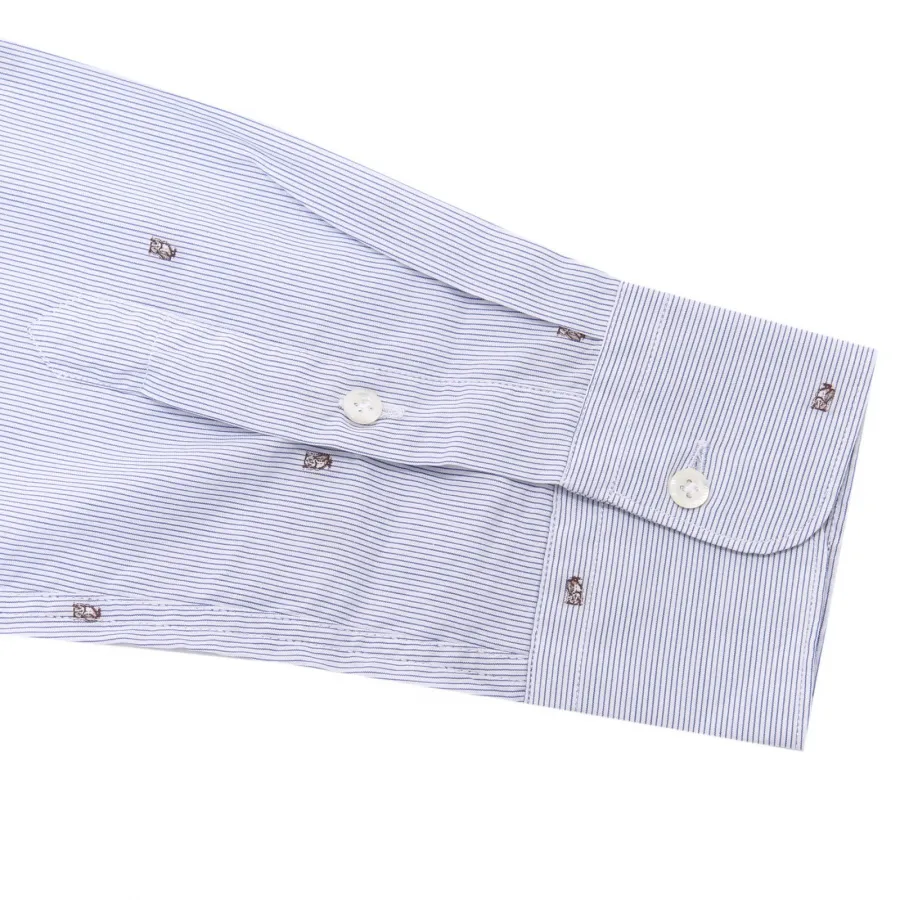 9614AE camicia uomo AGLINI blue/white embroidery owl cotton slim shirt man