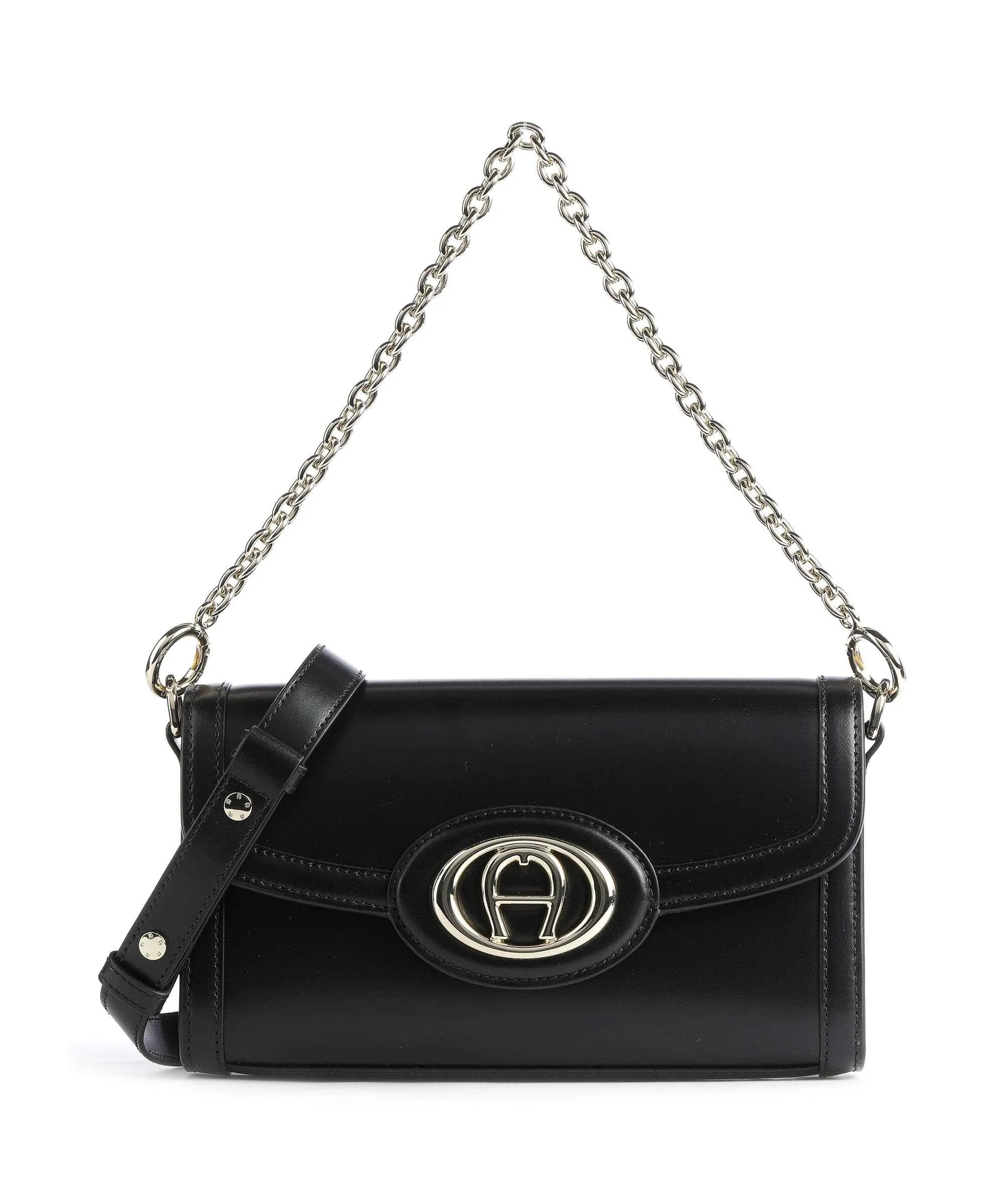  Aigner Luisa S Borsa a spalla pelle di vacchetta liscia nero  
