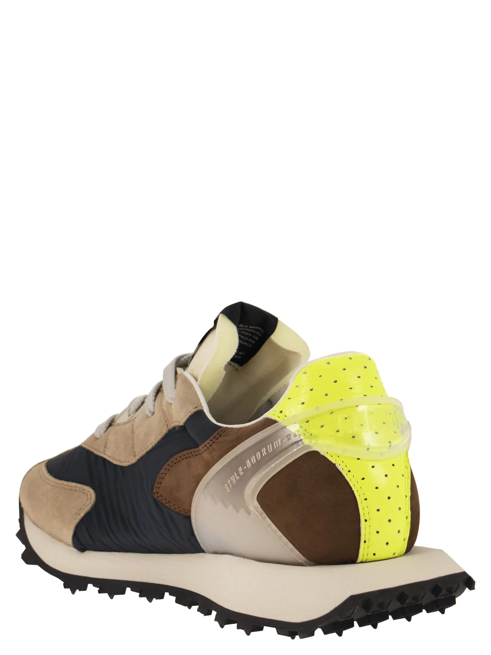 BARRIO M – Sneakers in camoscio, tela e pelle