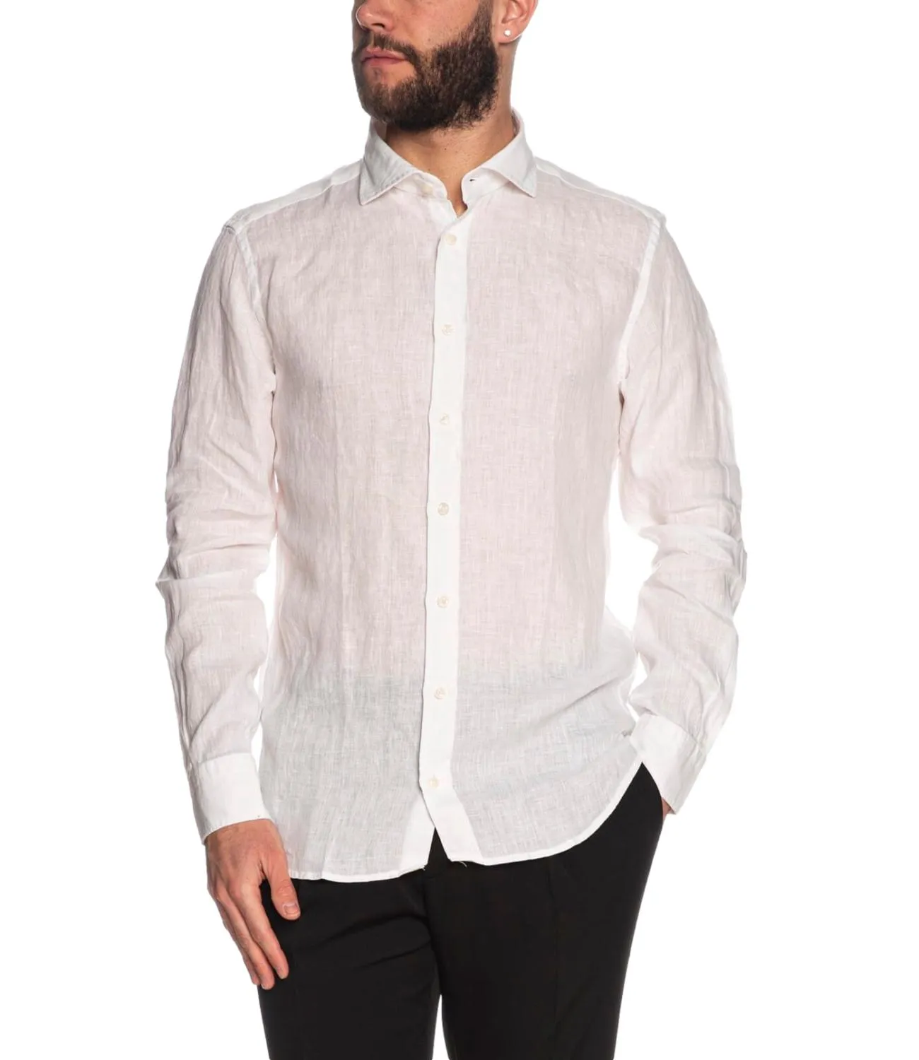 BASTONCINO Camicia Bastoncino in lino bianca
