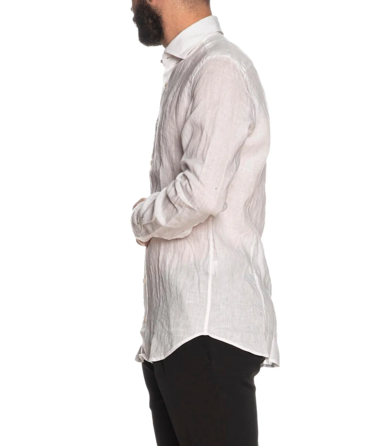 BASTONCINO Camicia Bastoncino in lino bianca