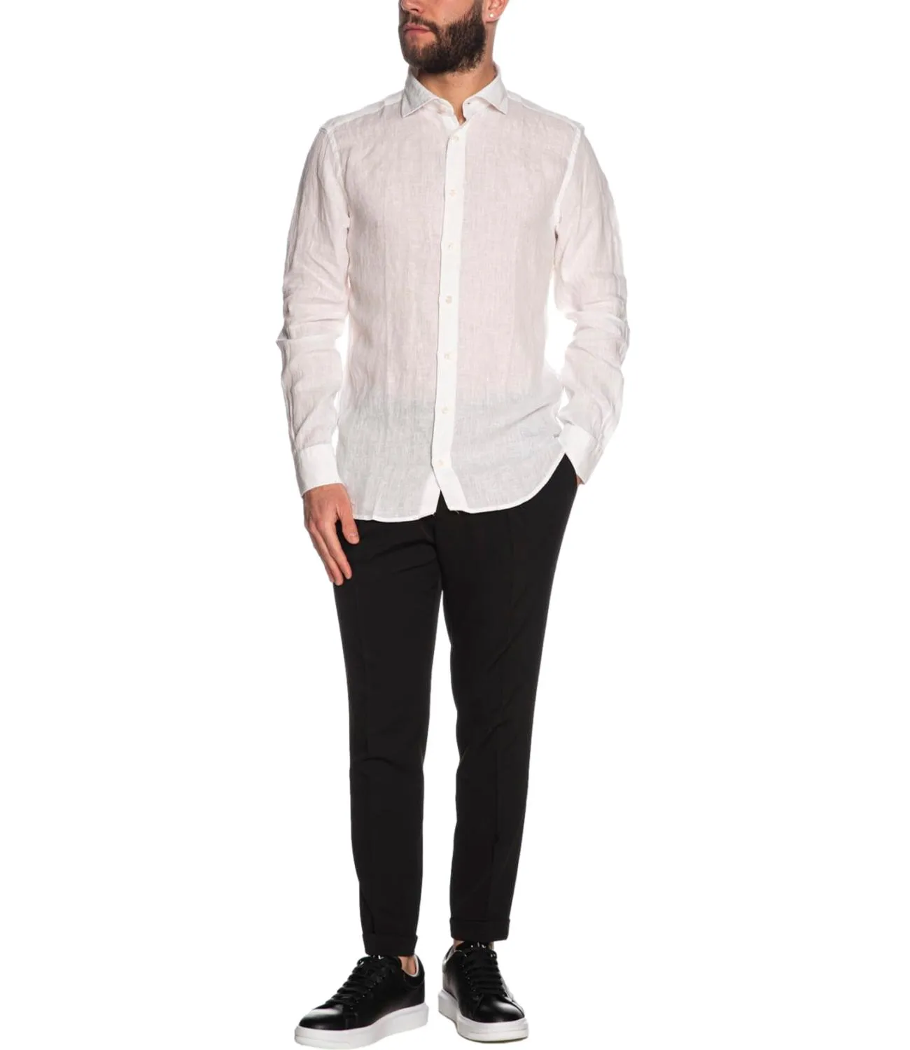 BASTONCINO Camicia Bastoncino in lino bianca