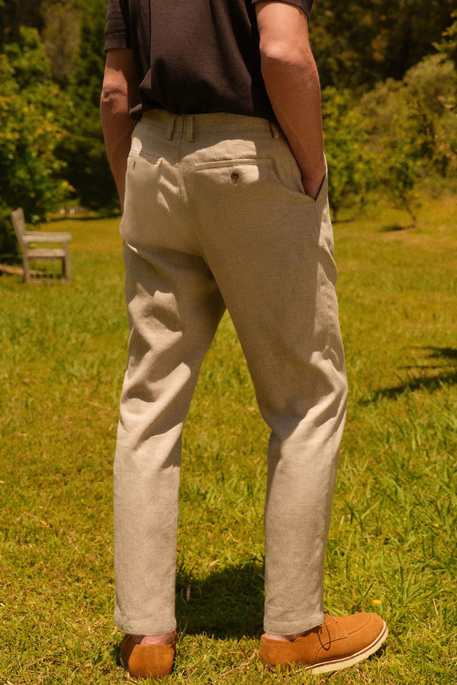 Blend Pantaloni in lino testurizzato