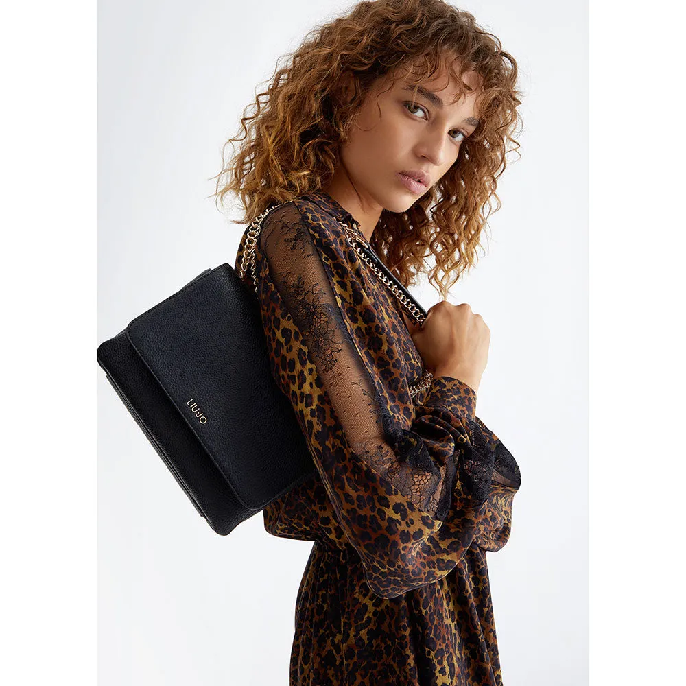 Borsa Donna a Spalla e Tracolla LIU JO Better effetto Bottalato Nero