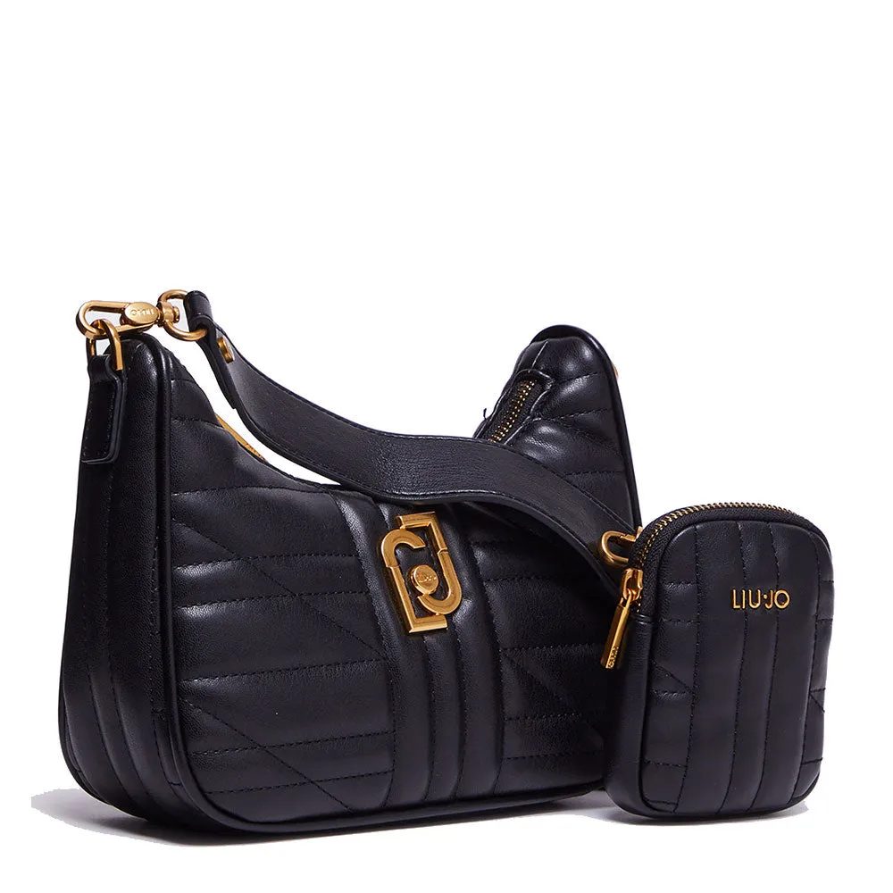 Borsa Donna Hobo a Tracolla LIU JO Ecosostenibile Matelassè Nero