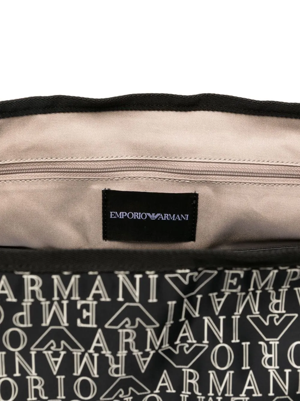 Borsa fasciatoio con stampa per neonato Emporio Armani Kids nero con tracolla regolabile