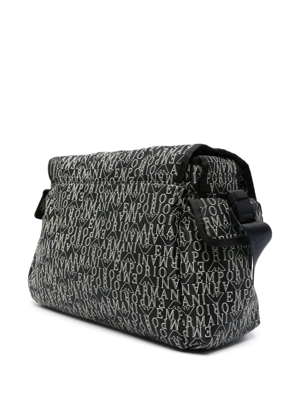 Borsa fasciatoio con stampa per neonato Emporio Armani Kids nero con tracolla regolabile