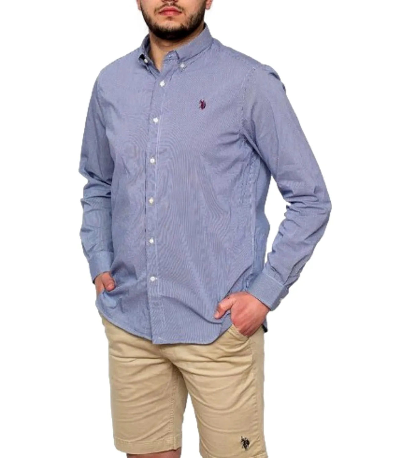 Brand U.S. POLO ASSN. Camicia Uomo Manica Lunga Quadrettini