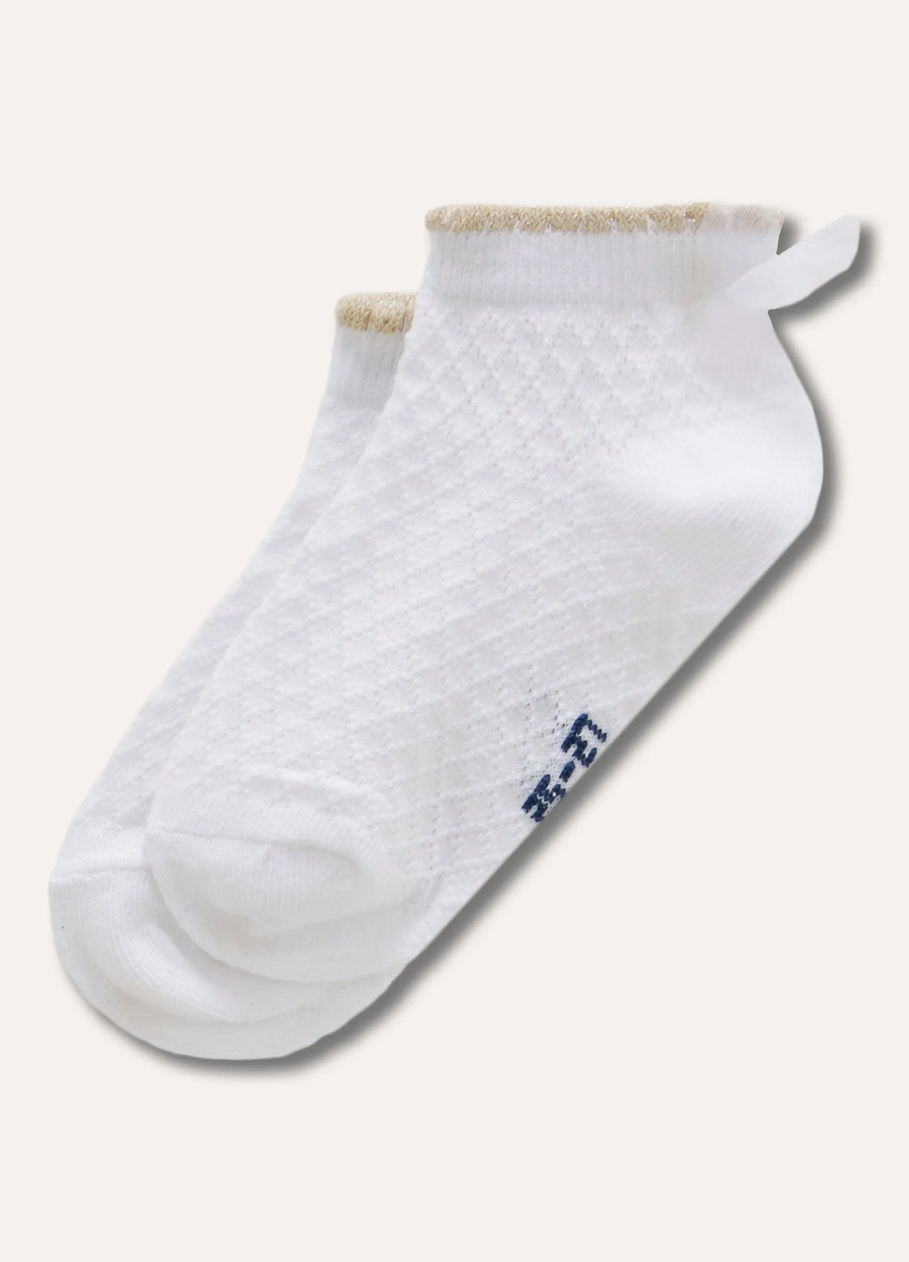 Calza corta in cotone con fiocco in tulle