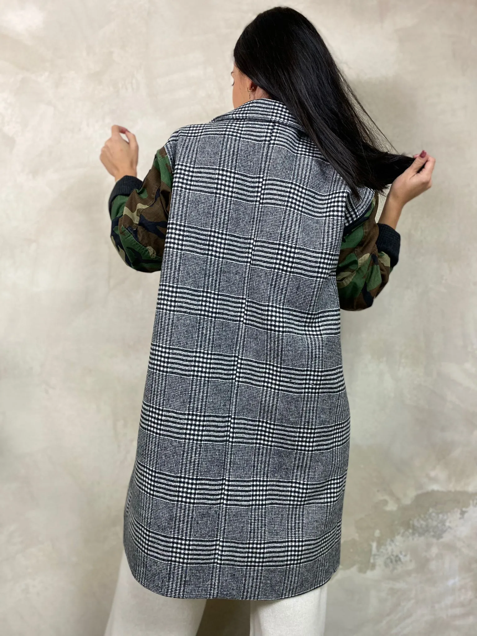 Cappotto Combinato Patch Maniche Camou