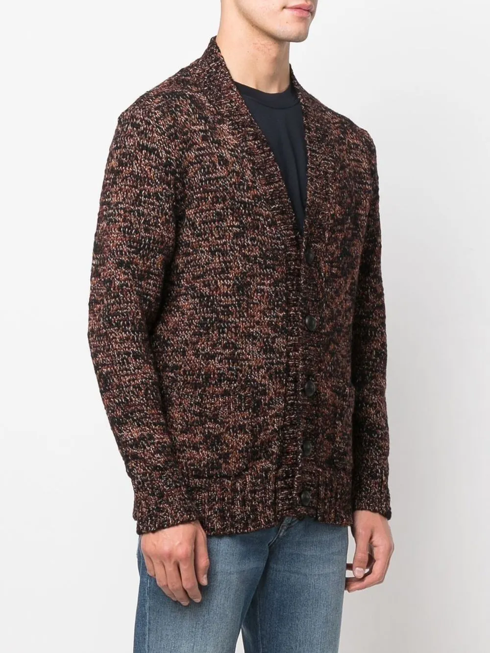 Cardigan con scollo a V in bordeaux - uomo