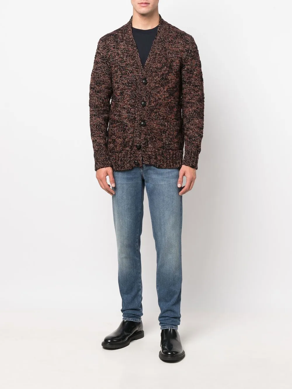 Cardigan con scollo a V in bordeaux - uomo