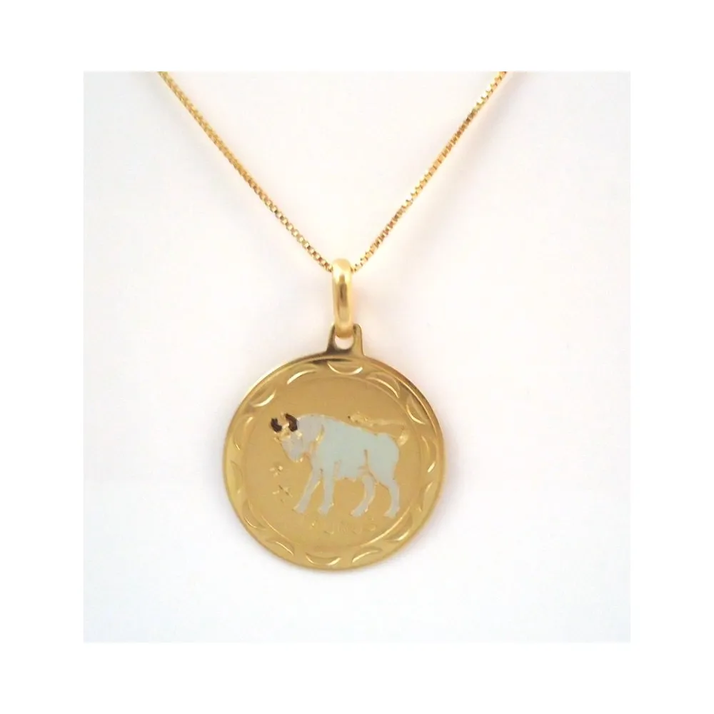 COLLANA CON SEGNO ZODIACALE TORO IN ORO GIALLO 18 KT