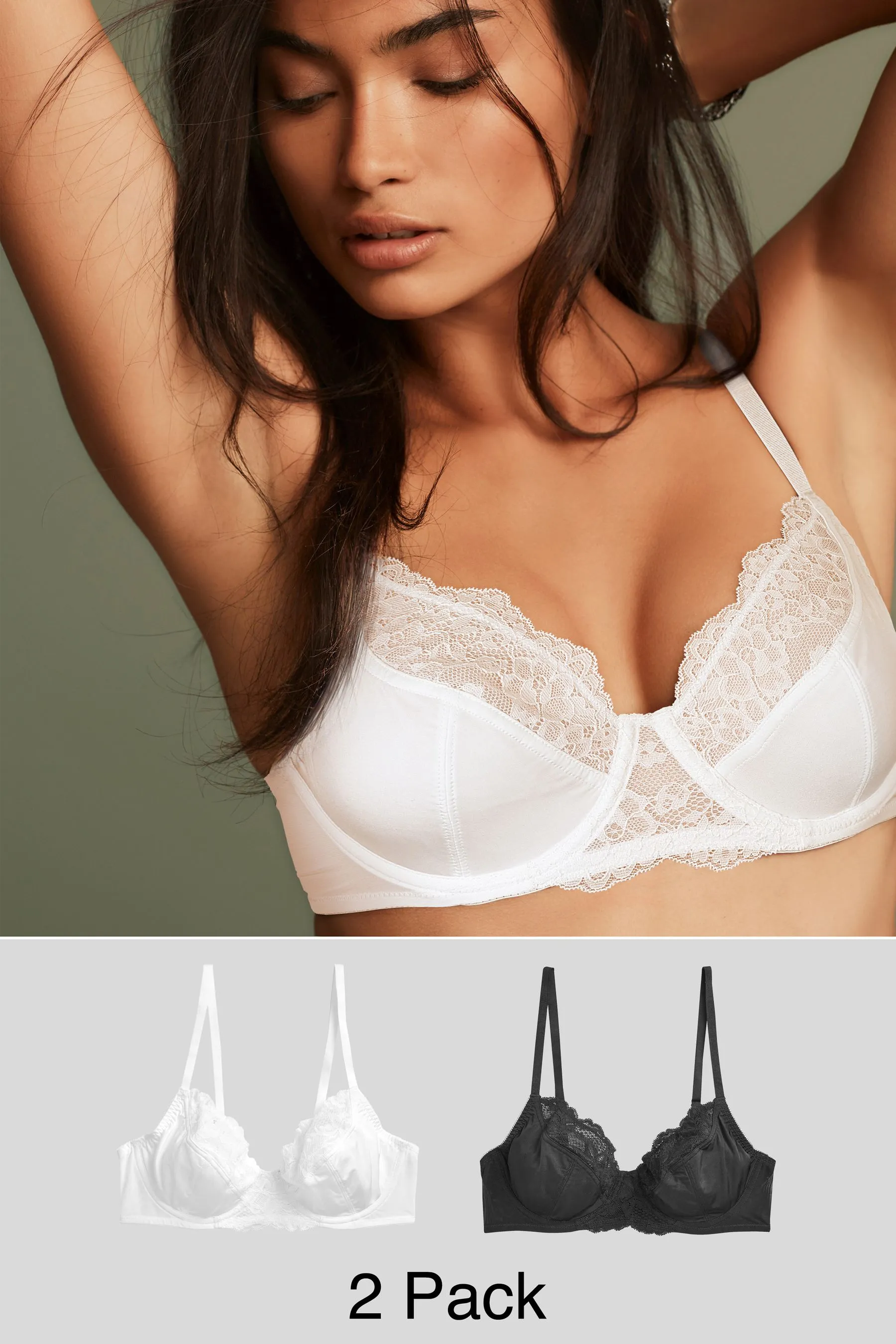 Confezione da 2 reggiseni a coppa intera non imbottiti -
