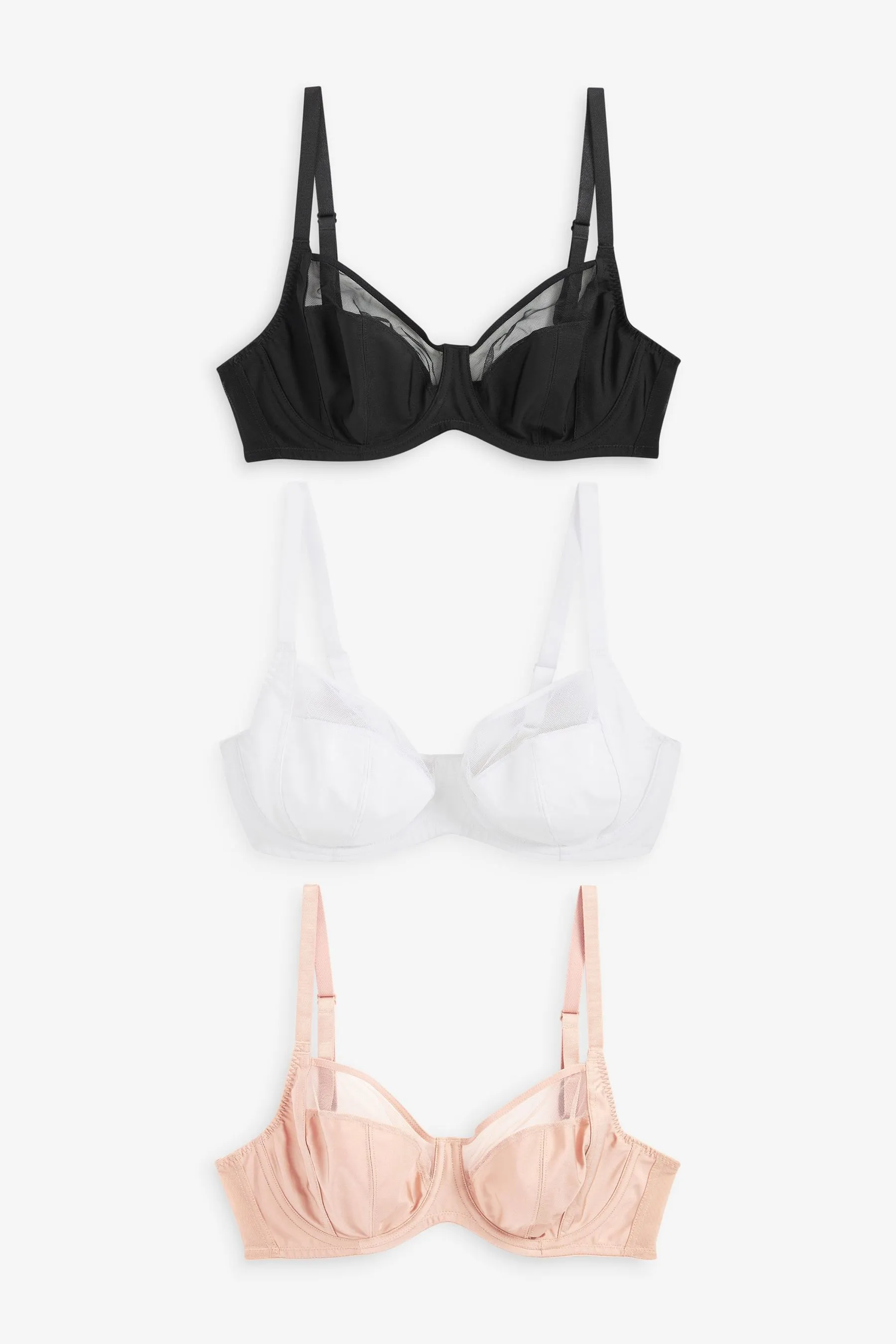 Confezione da 3 reggiseni a coppa intera DD+ non imbottiti