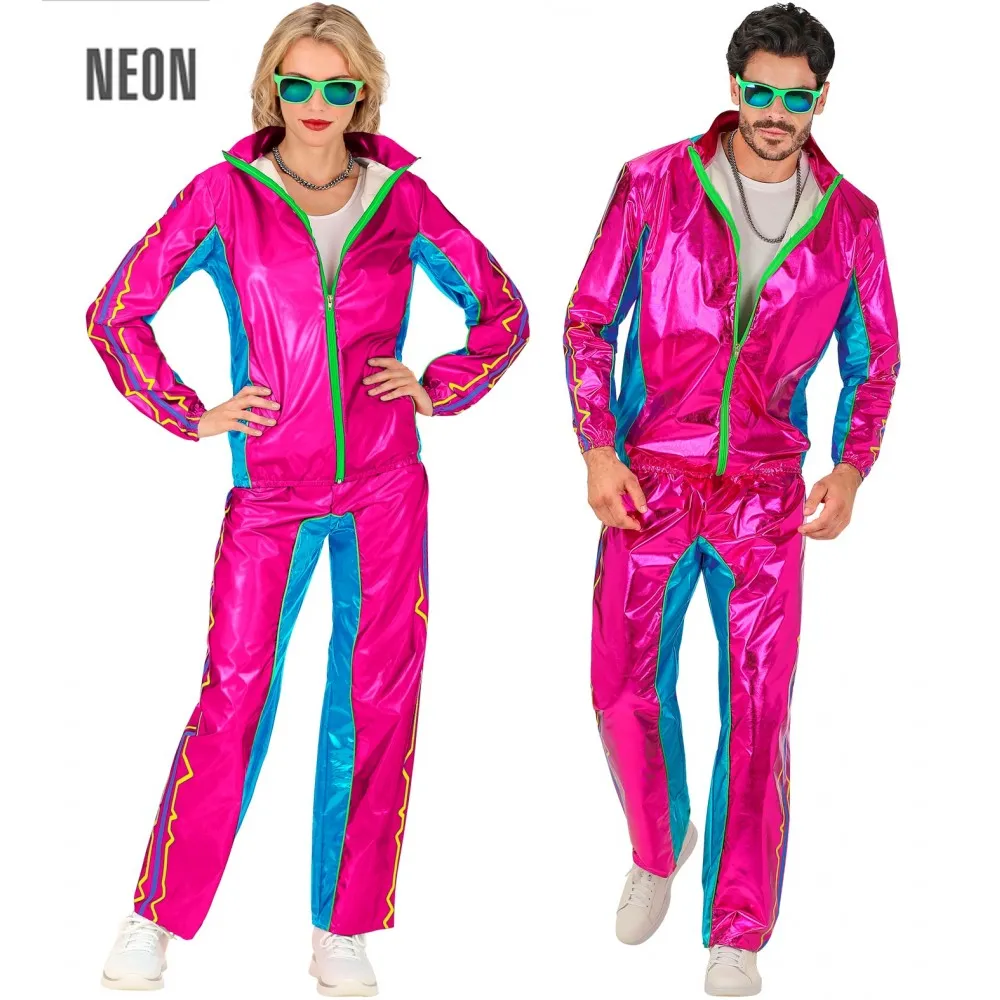 Costume Tuta Party Fashion Dance Rosa Metallizzato Unisex per Feste a Tema Taglia S, Adulto