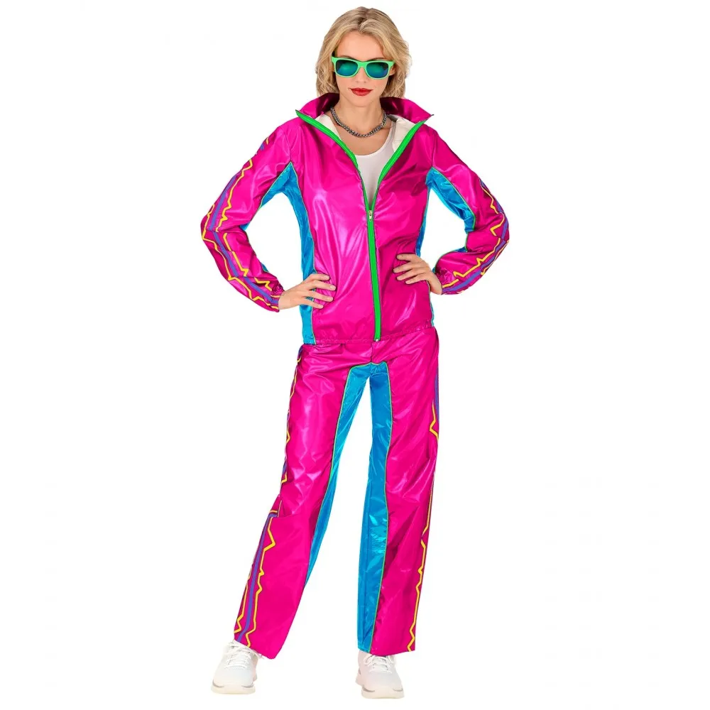 Costume Tuta Party Fashion Dance Rosa Metallizzato Unisex per Feste a Tema Taglia S, Adulto
