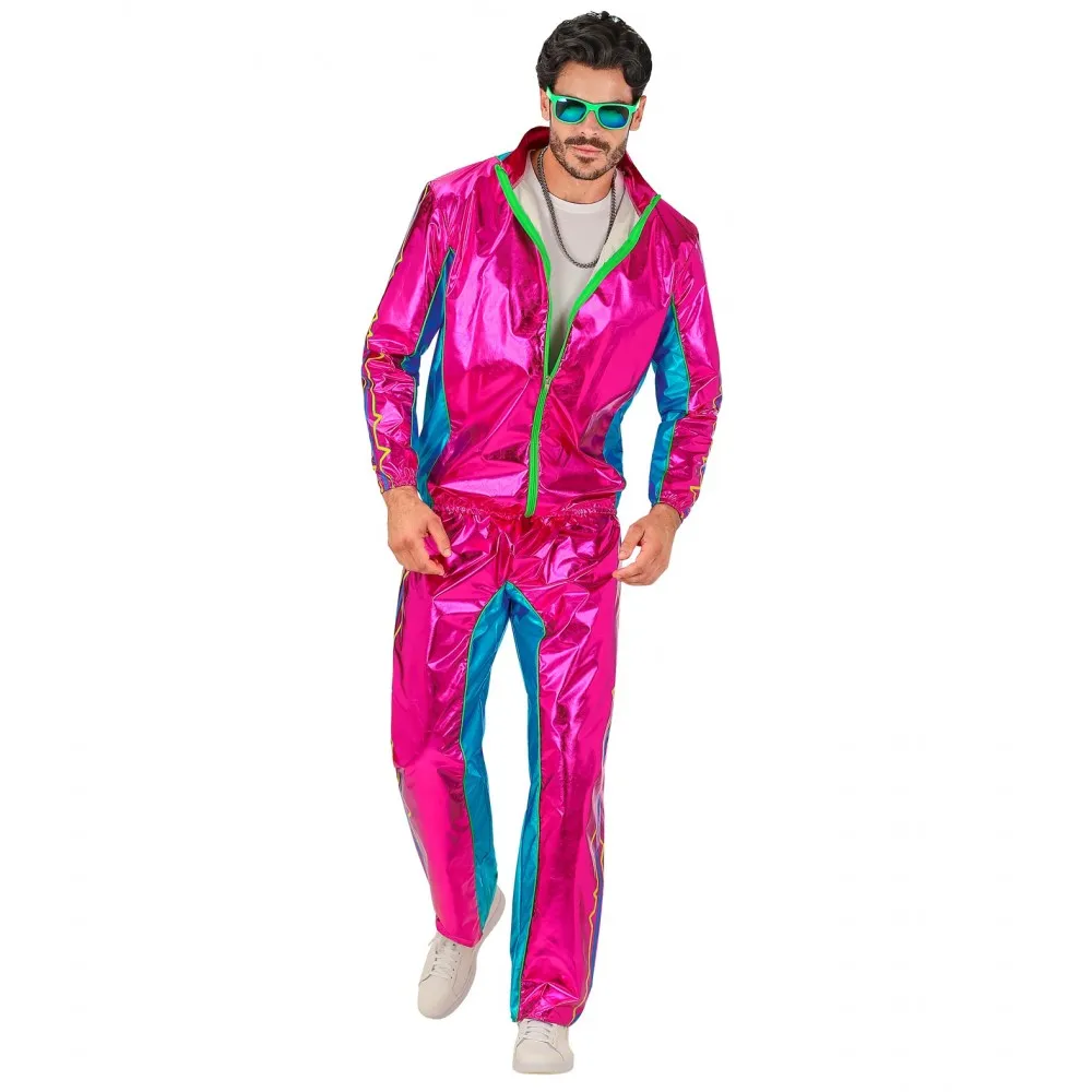 Costume Tuta Party Fashion Dance Rosa Metallizzato Unisex per Feste a Tema Taglia S, Adulto