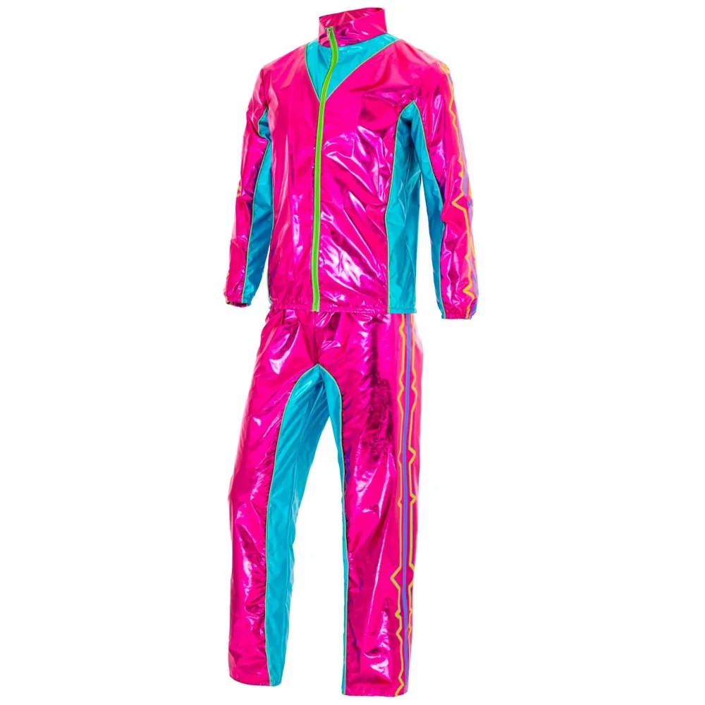 Costume Tuta Party Fashion Dance Rosa Metallizzato Unisex per Feste a Tema Taglia S, Adulto