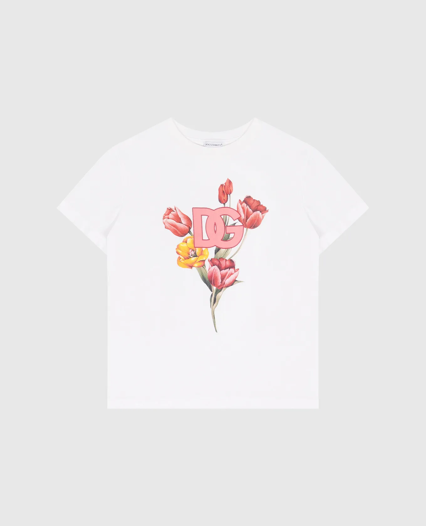 Dolce&Gabbana T-shirt bianca per bambini con stampa floreale L5JTNKG7NOB56