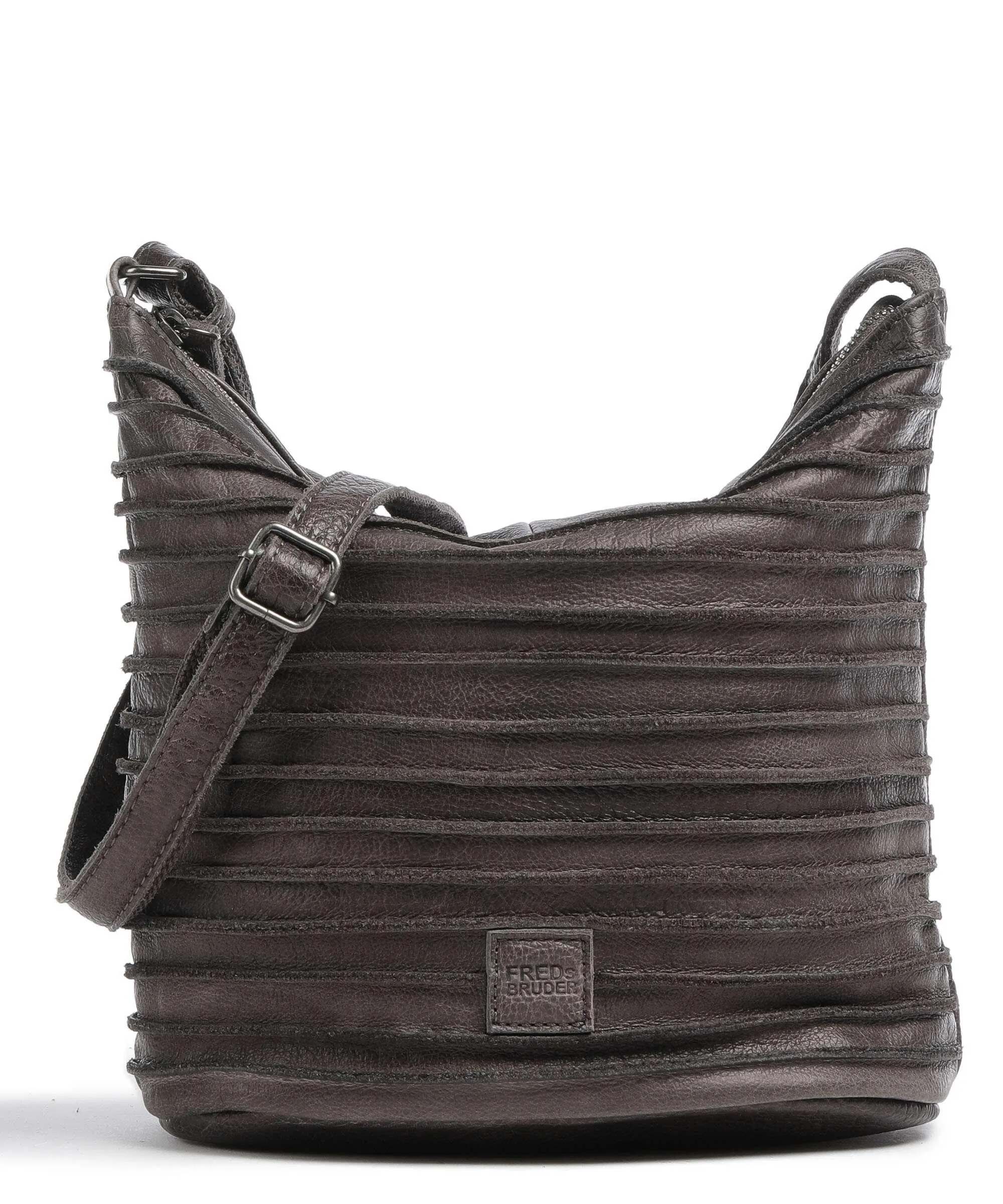  FredsBruder Riffelinchen Borsa a tracolla pelle granulata grigio scuro  