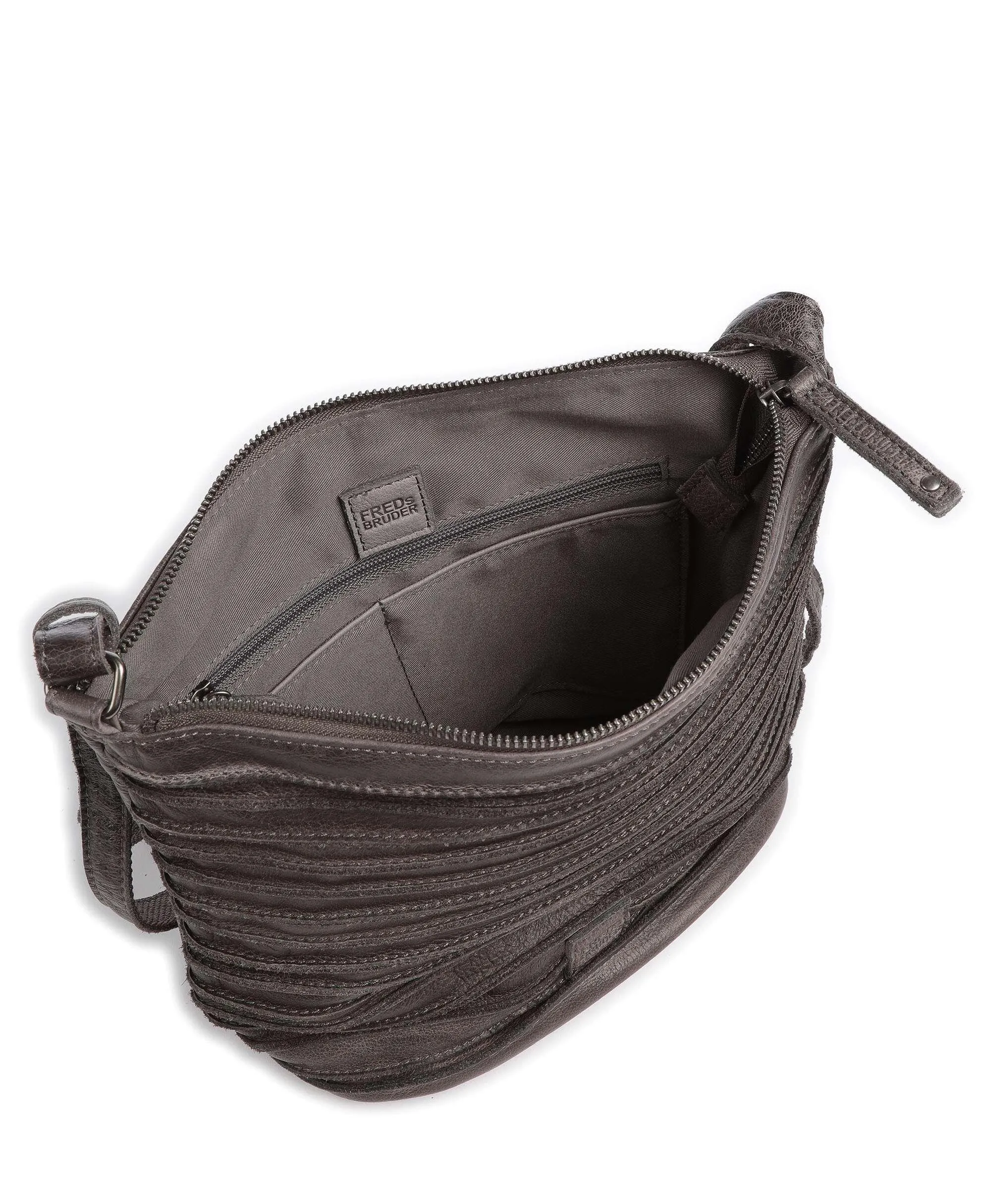  FredsBruder Riffelinchen Borsa a tracolla pelle granulata grigio scuro  
