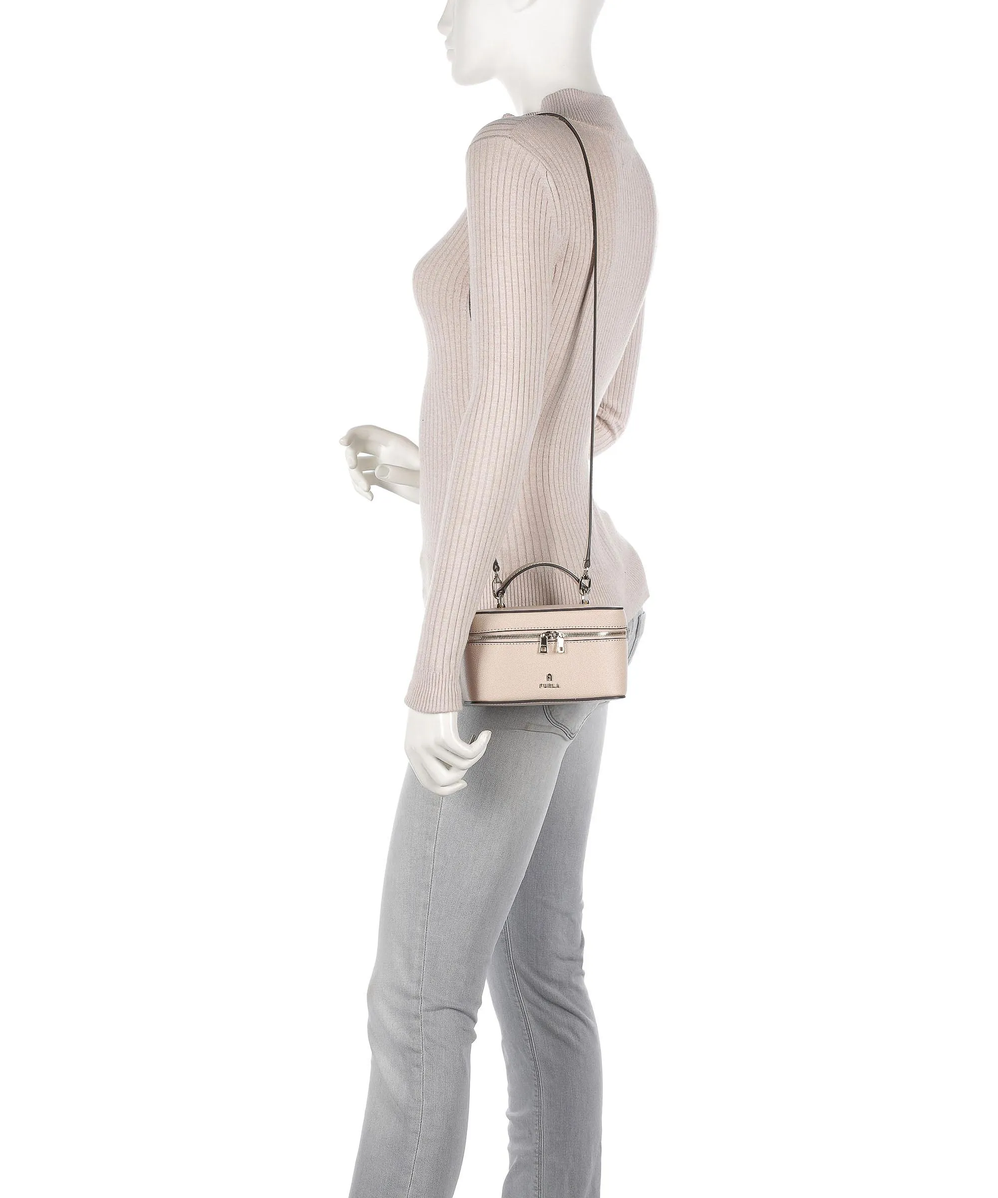  Furla Camelia Vanity Borsa a tracolla pelle granulata beige  