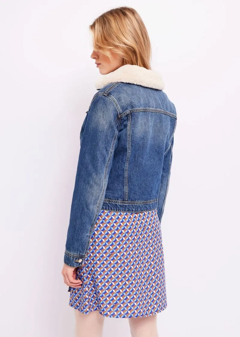 Giubbino jeans con pelliccia ecologica