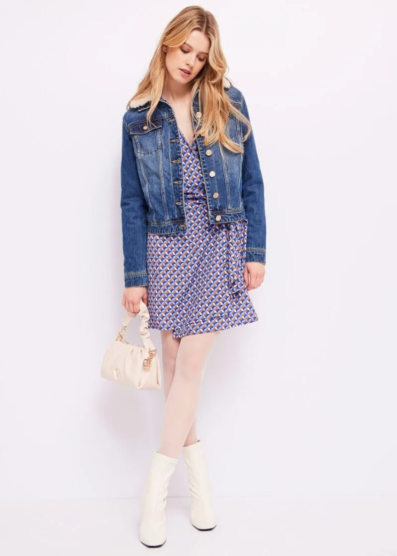 Giubbino jeans con pelliccia ecologica