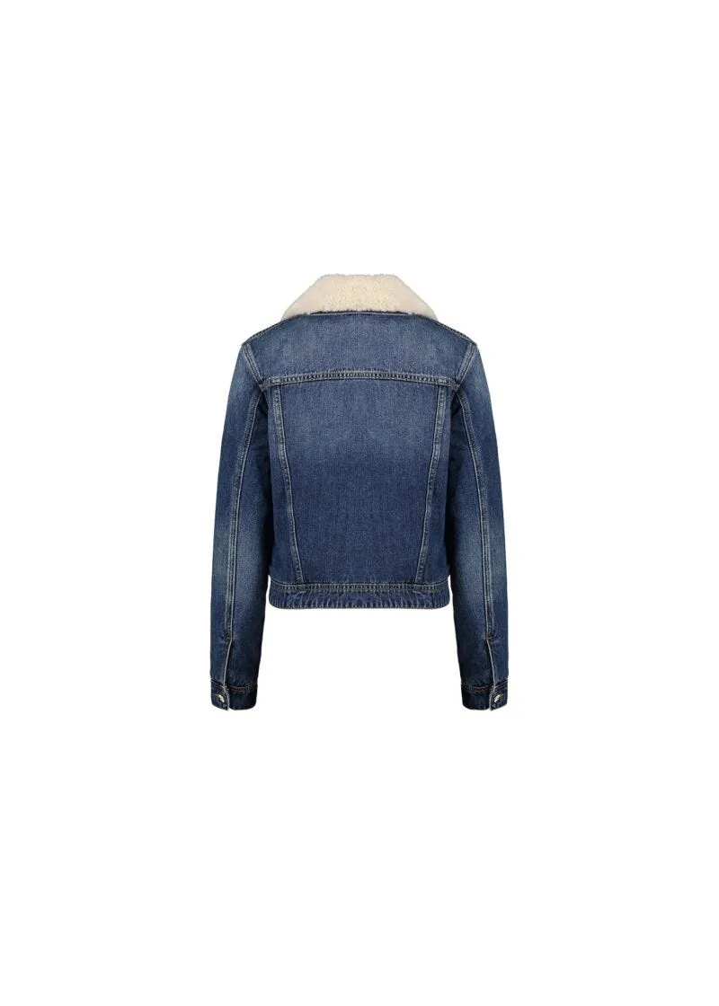 Giubbino jeans con pelliccia ecologica