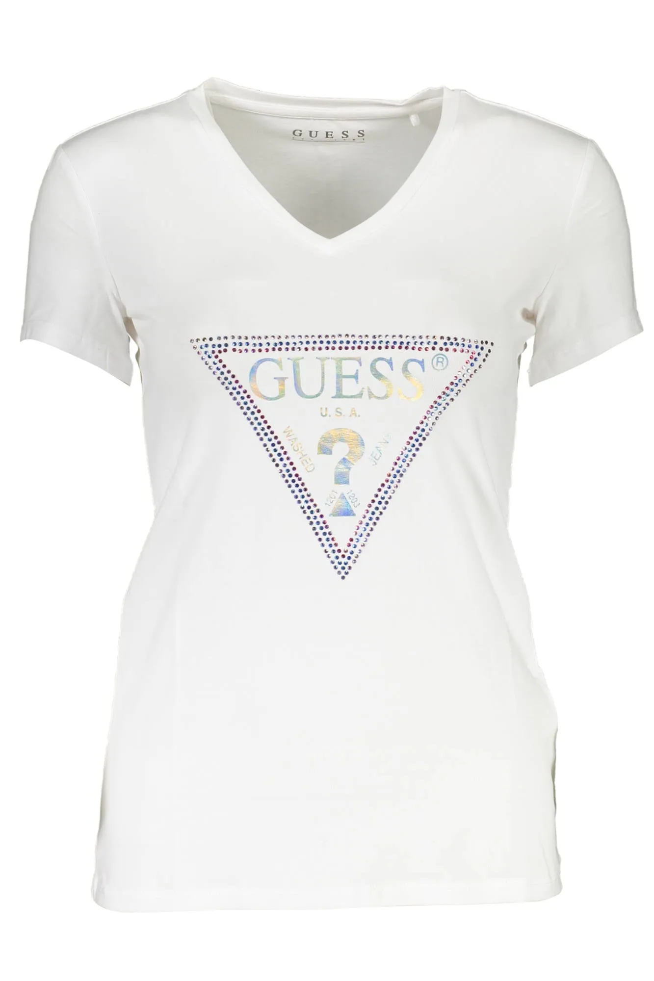 GUESS JEANS T-SHIRT MANICHE CORTE DONNA BIANCO