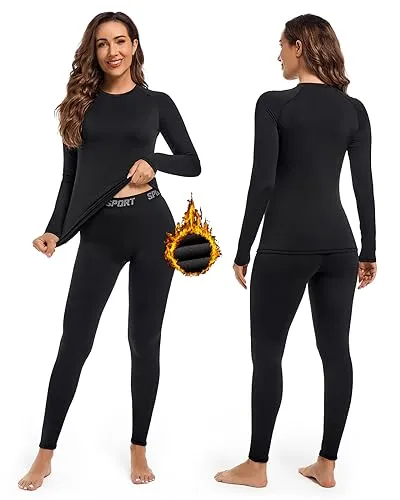 Hyeek Intimo Termico Donna Invernale, Attivo Caldo Manica Lunga Maglia Termica e Pantaloni - Completo Tuta Termica Funzionale Se