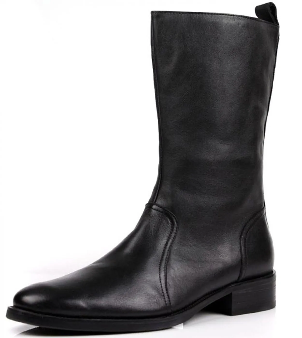 Italia Luxury Men Zipper Stivali invernali neri alti al ginocchio Stivali casual Scarpe in vera pelle Mens Concise Brand Casual