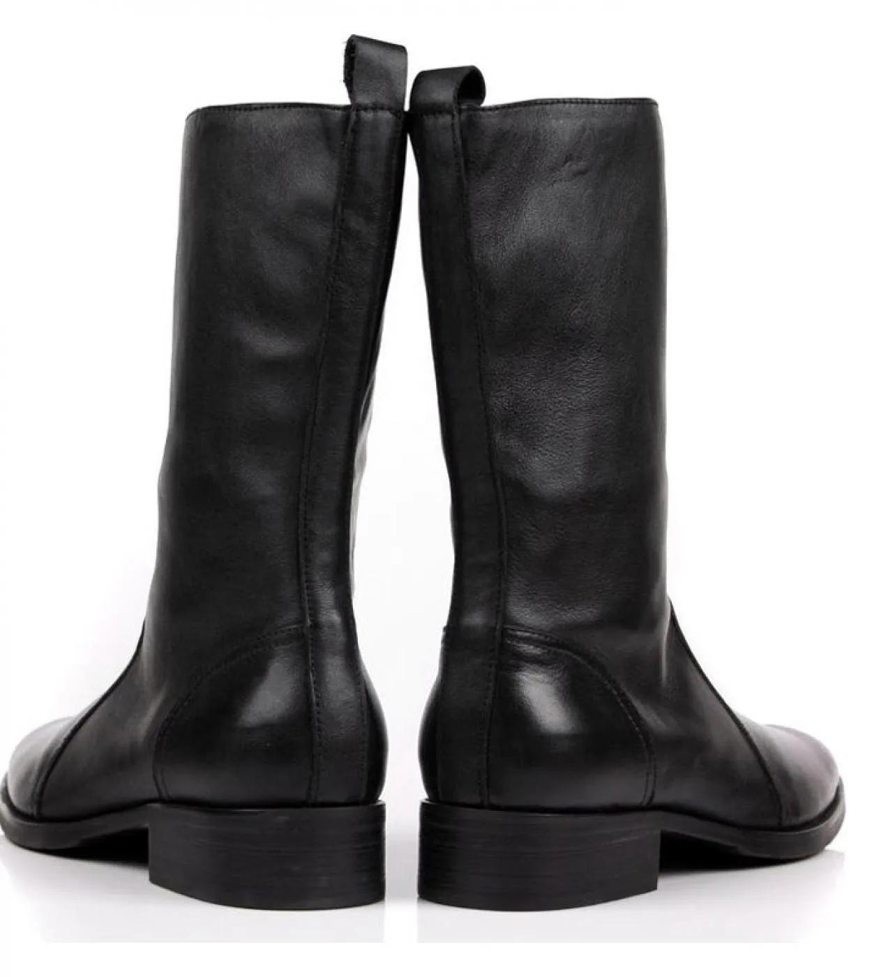 Italia Luxury Men Zipper Stivali invernali neri alti al ginocchio Stivali casual Scarpe in vera pelle Mens Concise Brand Casual