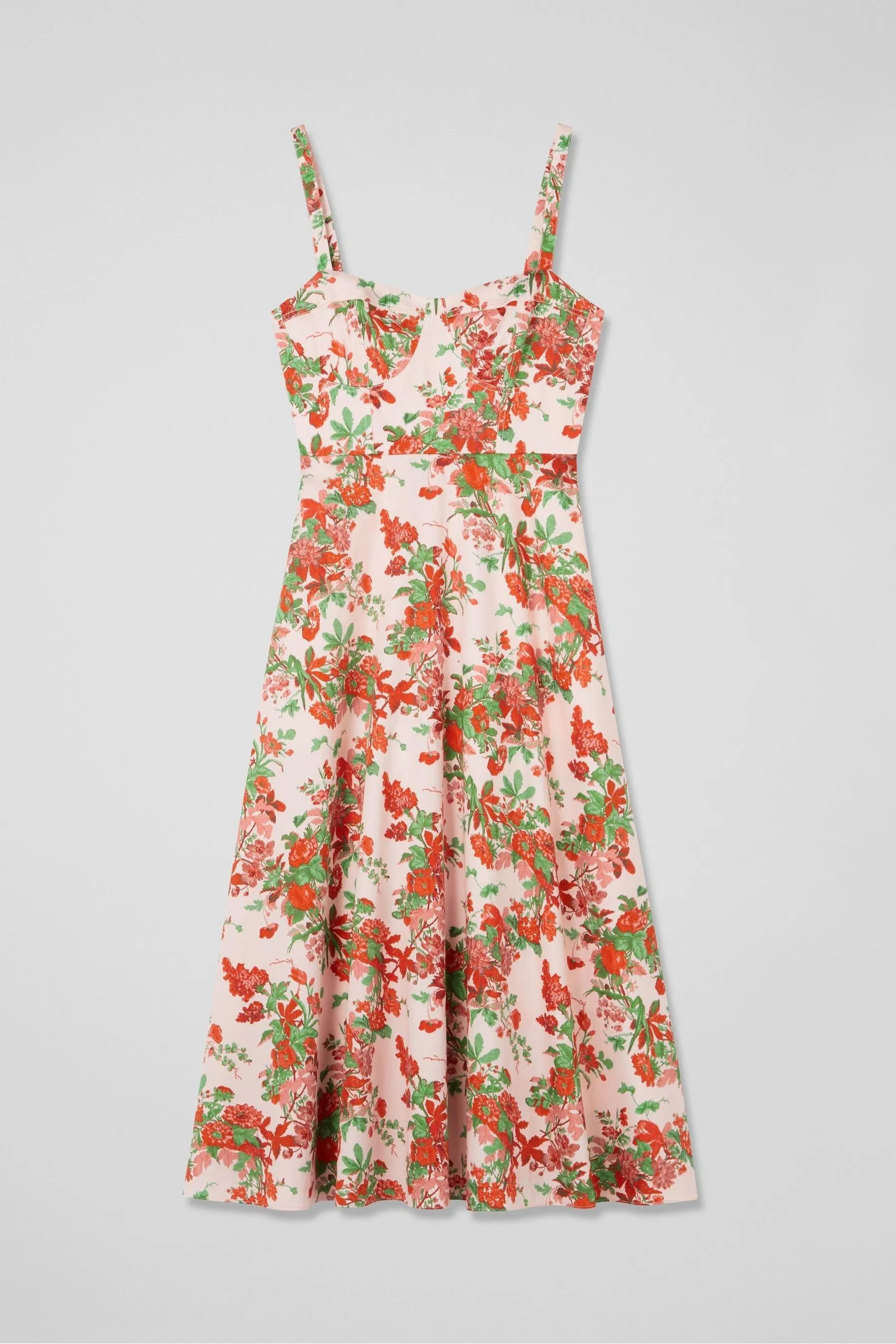 LK Bennett - Lucy - Prendisole in cotone con stampa botanica fluo