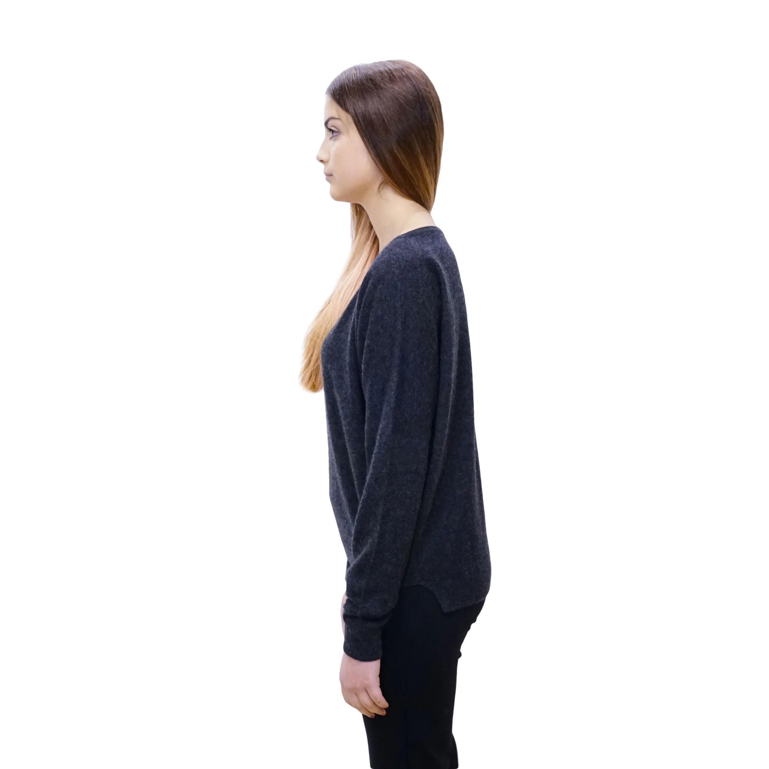Maglia in Cashmere e Seta Girocollo Antracite